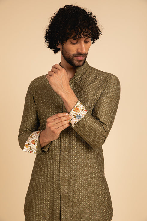 Inara Motif Wait Waist Coat Set
